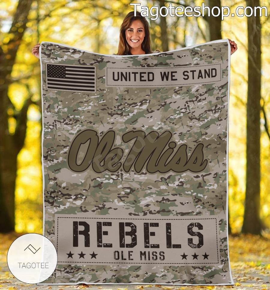 NCAA Ole Miss Rebels Army Camo Blanket