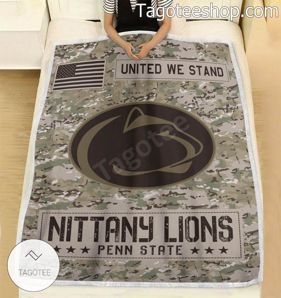 NCAA Penn State Nittany Lions Army Camo Blanket b