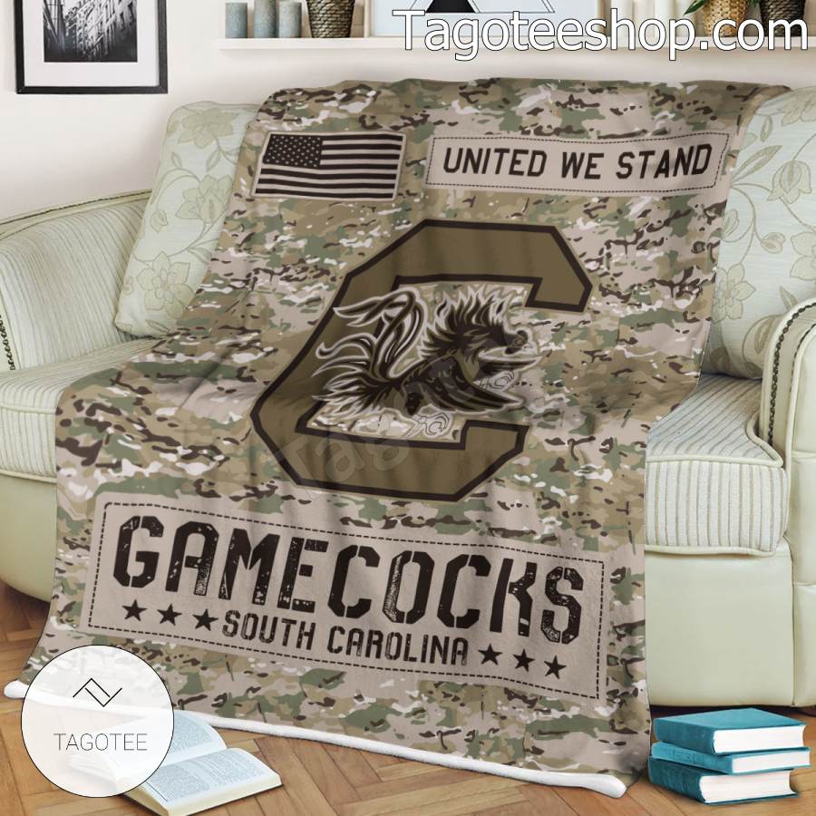 NCAA South Carolina Gamecocks Army Camo Blanket a