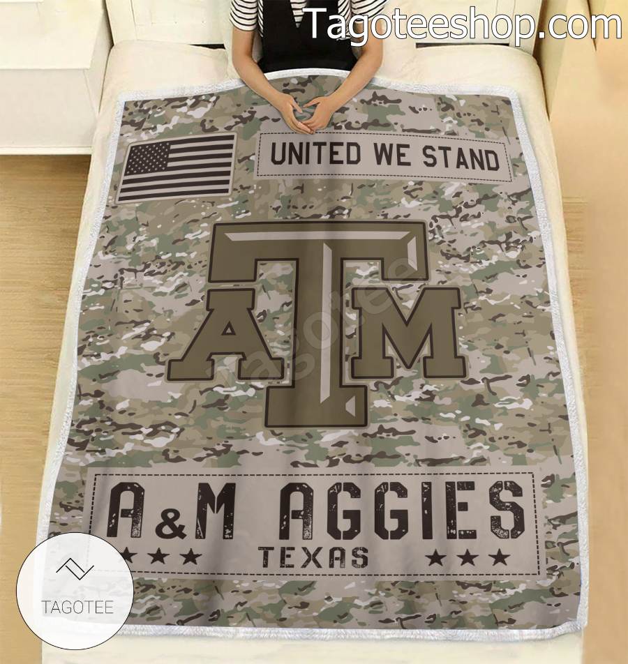 NCAA Texas A&M Aggies Army Camo Blanket b