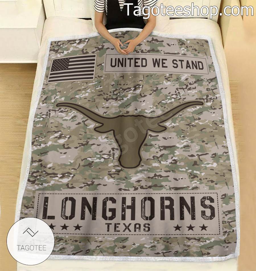 NCAA Texas Longhorns Army Camo Blanket b
