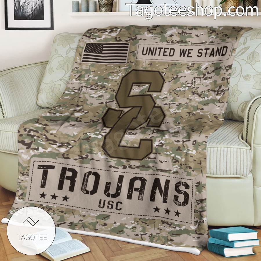 NCAA USC Trojans Army Camo Blanket a