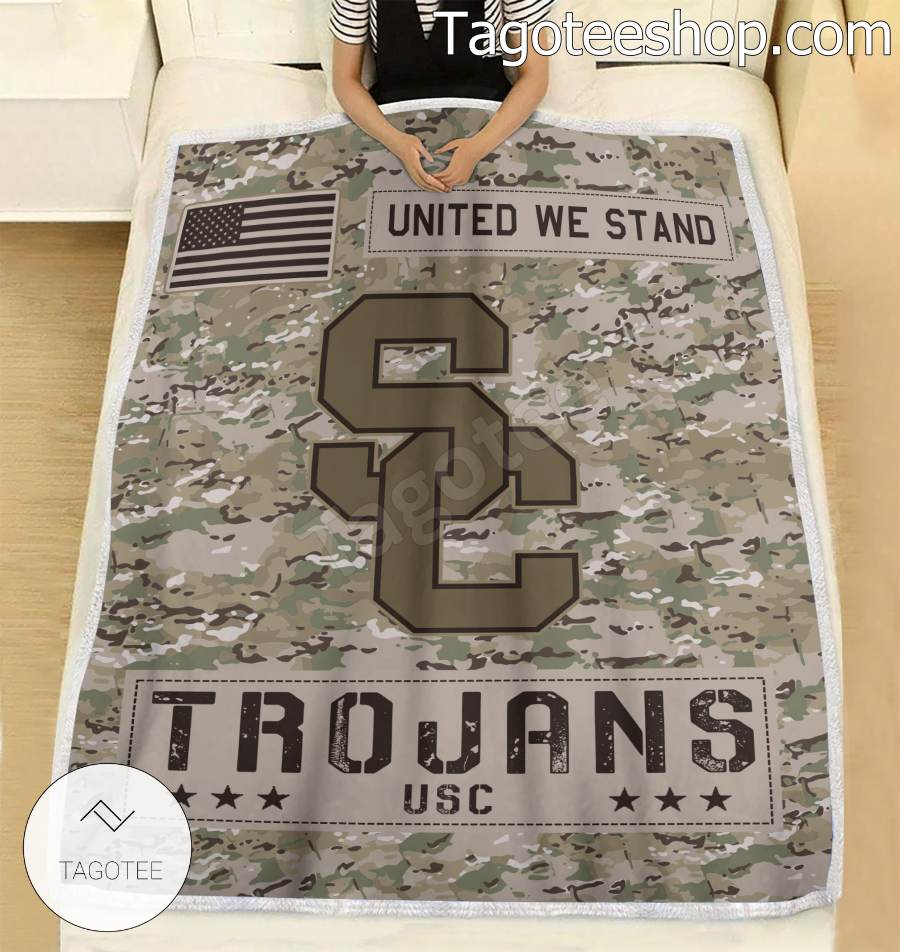 NCAA USC Trojans Army Camo Blanket b