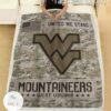 NCAA West Virginia Mountaineers Army Camo Blanket b