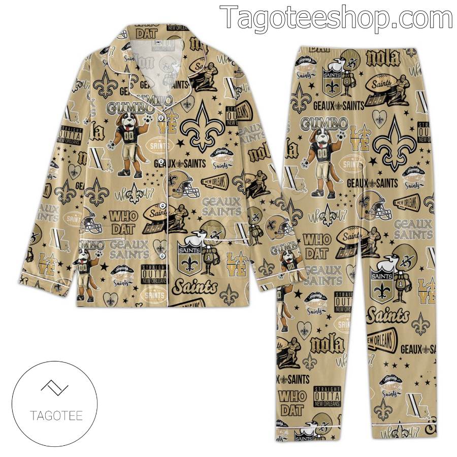 New Orleans Saints Football Pattern Pajama Sleep Sets a