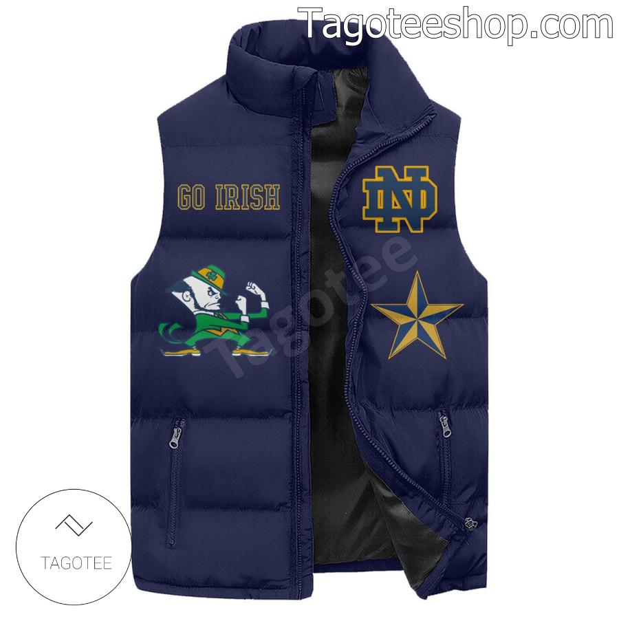 Notre Dame Fighting Irish American Made Football Team Puffer Sleeveless Jacket a