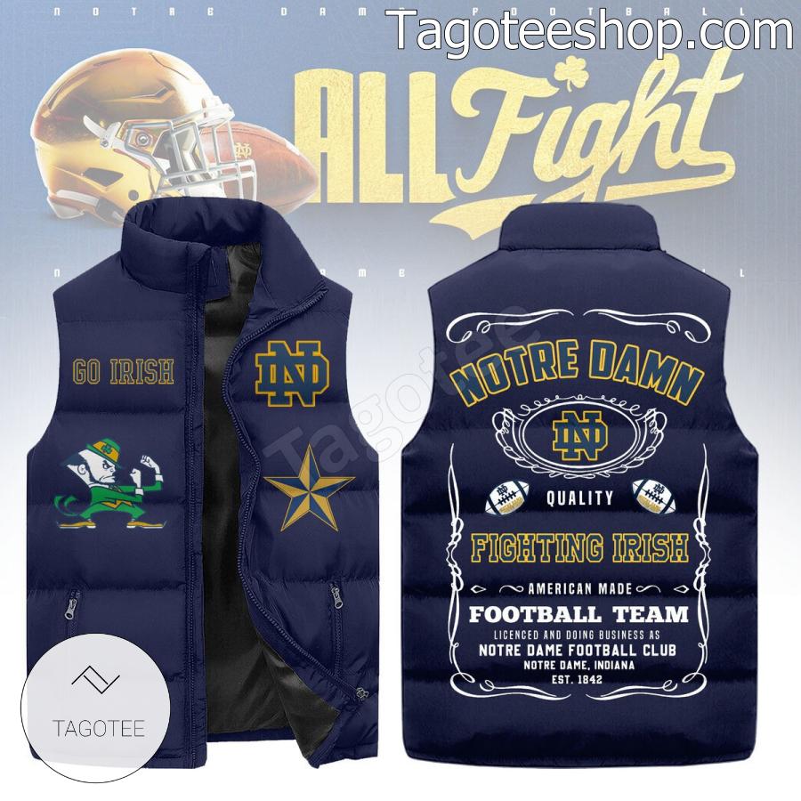 Notre Dame Fighting Irish American Made Football Team Puffer Sleeveless Jacket