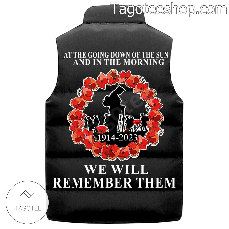Uk Veteran We Will Remember Them 1914-2023 Puffer Sleeveless Jacket b