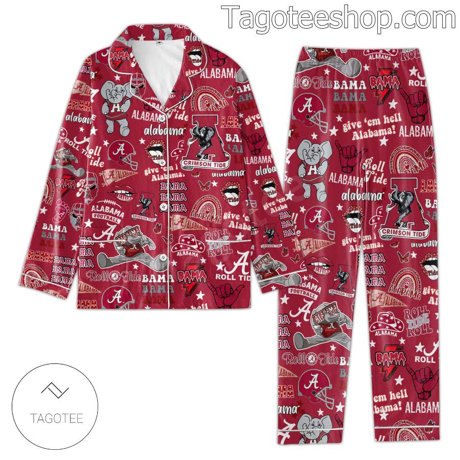 Alabama Crimson Tide Love Pattern Women's Pajamas Set a