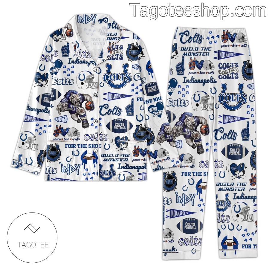 Indianapolis Colts Pattern Men Women's Pajamas Set a