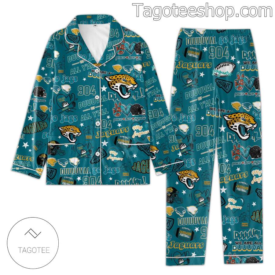 Jacksonville Jaguars Love Pattern Family Matching Pajama Sets a