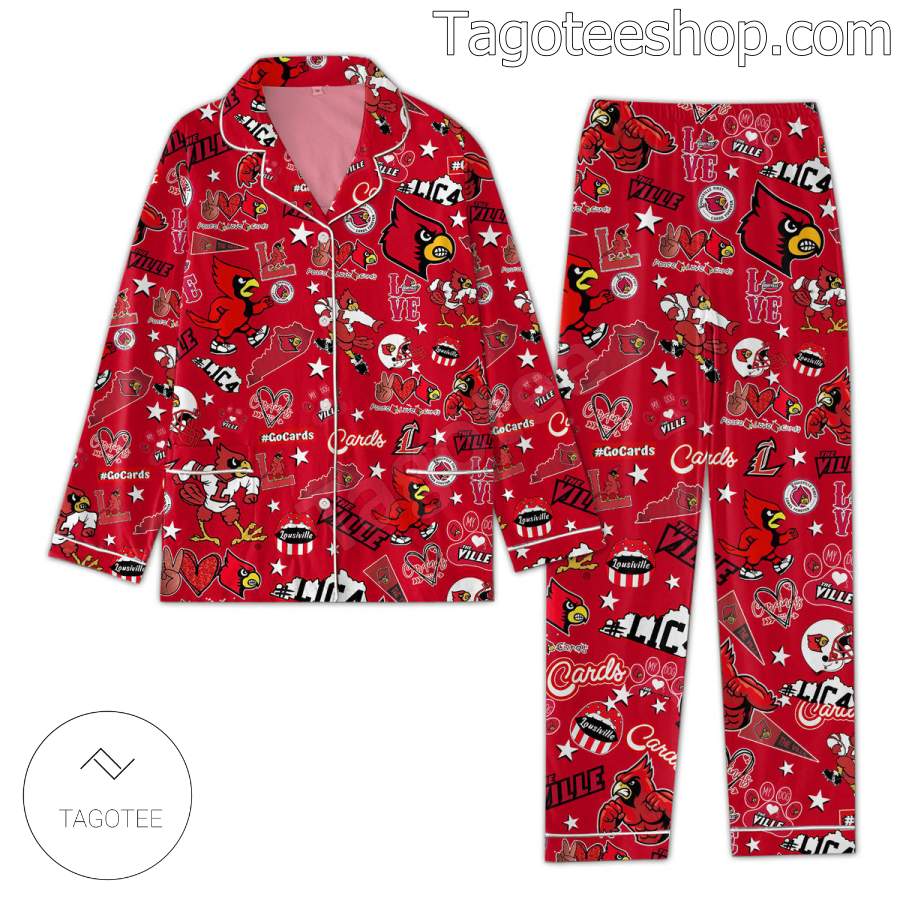 Louisville Cardinals Love Pattern Women's Pajamas Set a