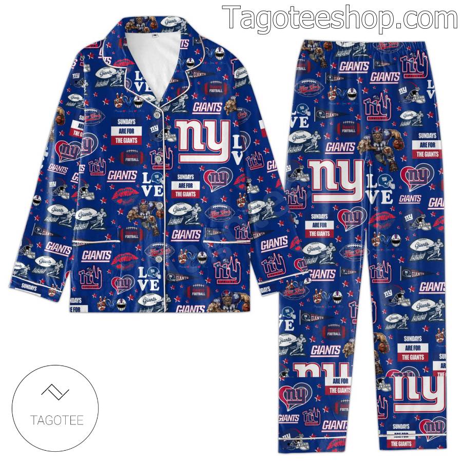 New York Giants Men Women's Pajamas Set a