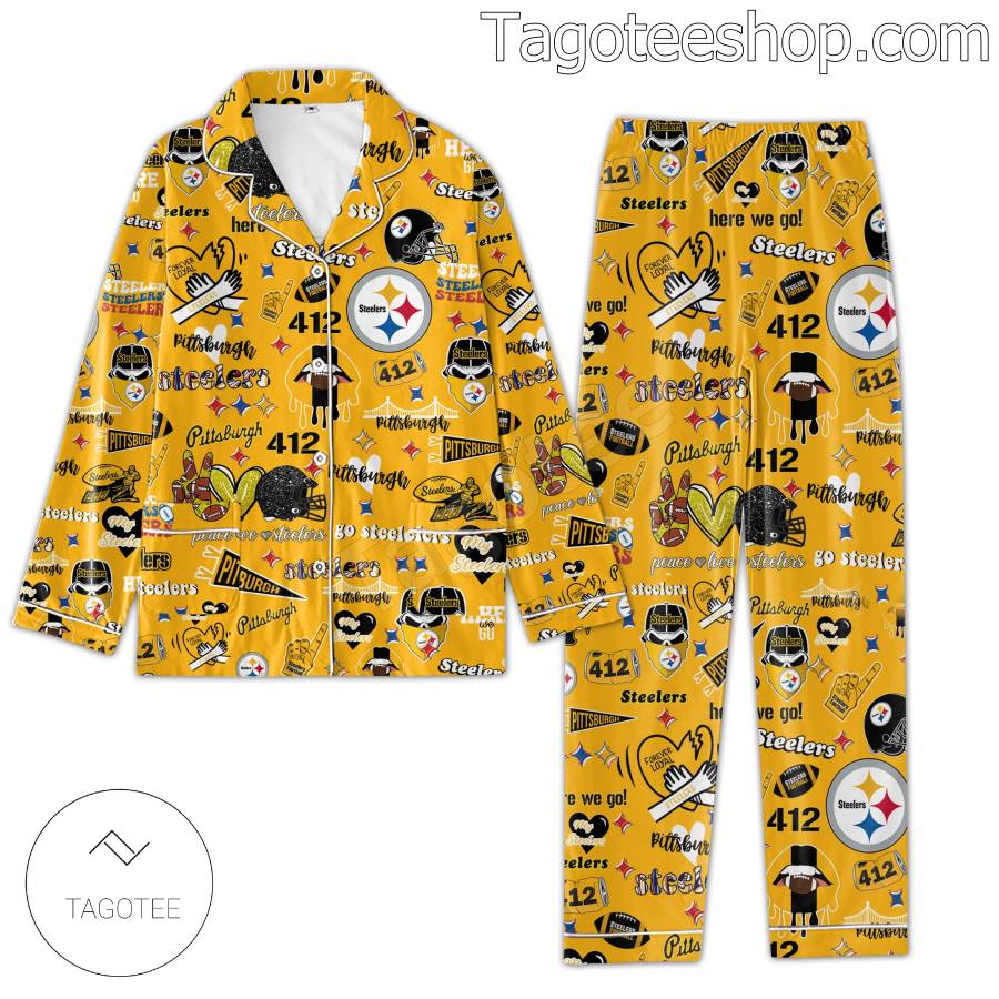 Pittsburgh Steelers Pattern Men Women's Pajamas Set a
