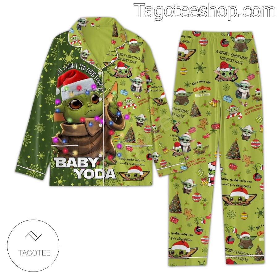 All I Want For Christmas Is Baby Yoda Men Women's Pajamas Set a