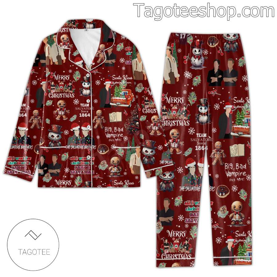 All I Want For Christmas Is Damon Salvatore Men Women's Pajamas Set a