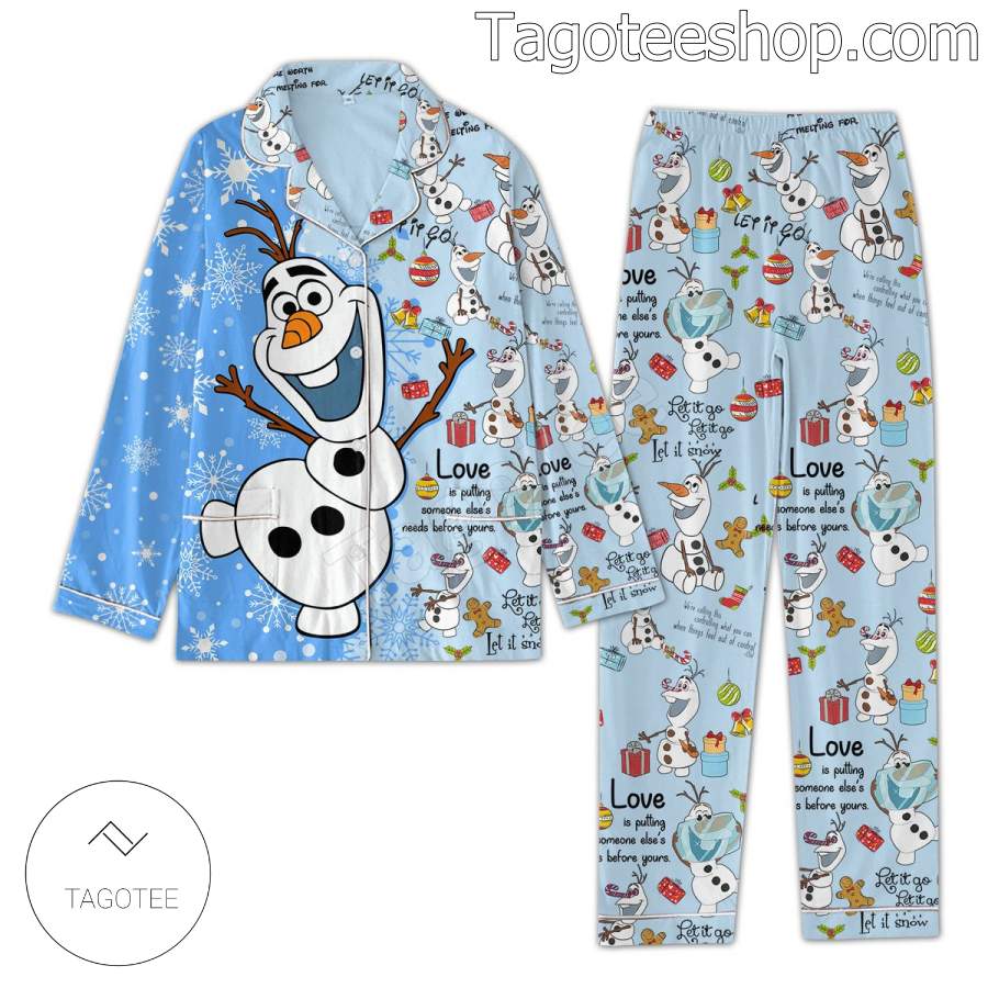 Frozen Olaf Let It Go Christmas Men Women's Pajamas Set a