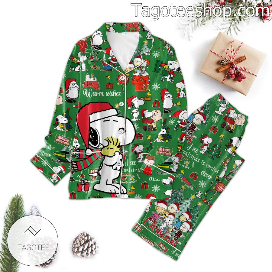 Snoopy Christmas Warm Wishes Men Women's Pajamas Set