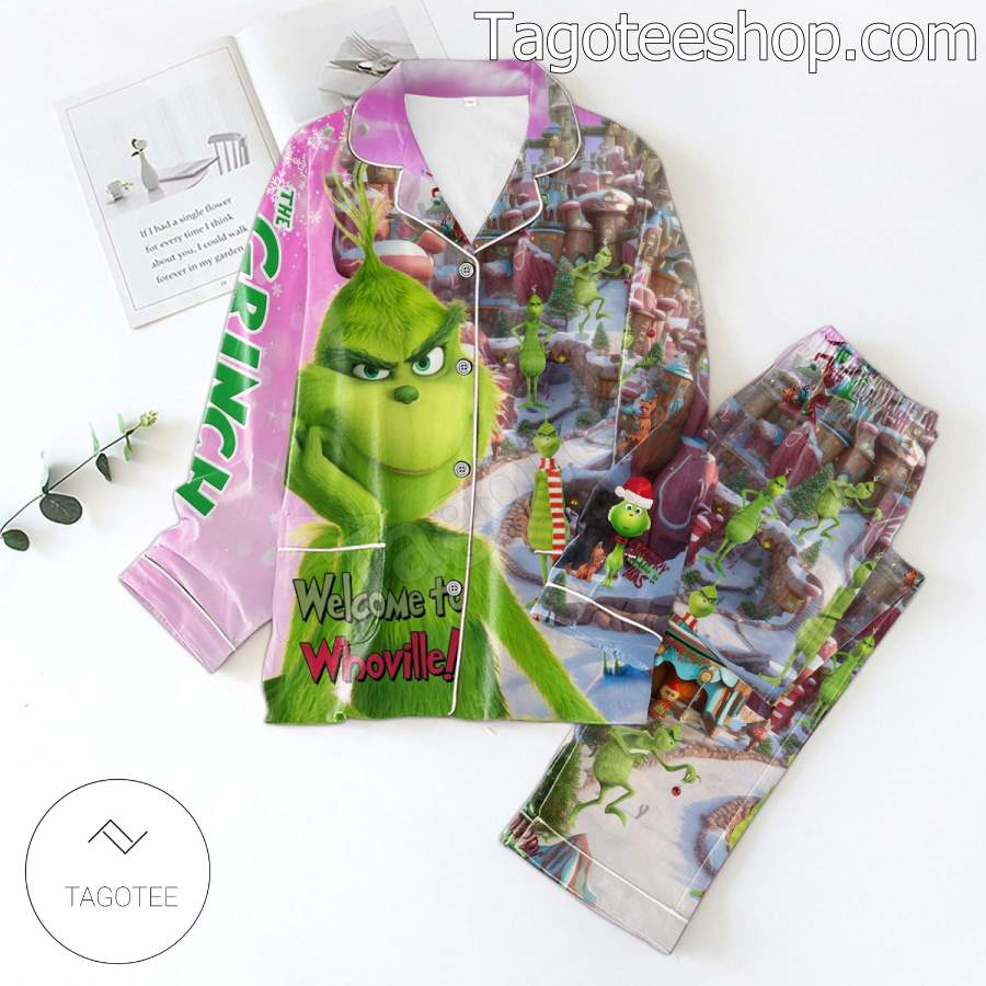 The Grinch Welcome To Whoville Men Women's Pajamas Set
